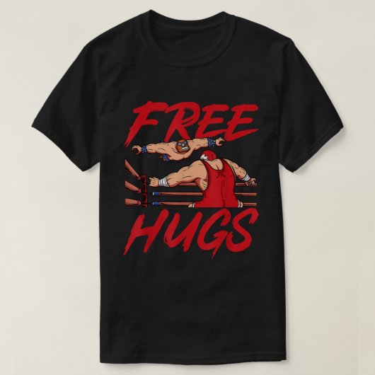 Funny Wrestler Free Hugs Slam Joke T-shirt (Design voorkant)