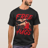 Funny Wrestler Free Hugs Slam Joke T-shirt (Voorkant)