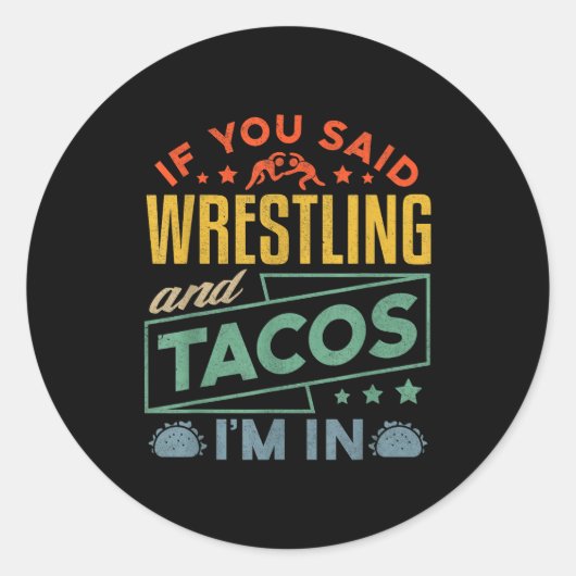 Funny Wrestling And Tacos Shirt Wrestle Retro Men  Ronde Sticker (Voorkant)