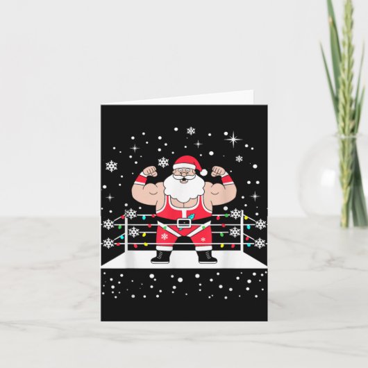 Funny Wrestling Santa Xmas Lights Wrestling Christ Kaart (Voorkant)
