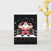 Funny Wrestling Santa Xmas Lights Wrestling Christ Kaart (Gele Bloem)