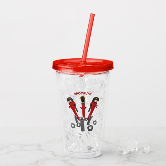Funny wright Monster tools humor cartoon Acryl Drinkbeker (Achterkant ijs)