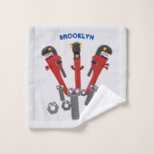 Funny wright Monster tools humor cartoon Bad Handdoek (Wasdoekje)