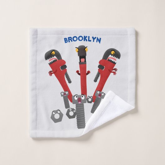 Funny wright Monster tools humor cartoon Bad Handdoek (Wasdoekje)