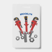 Funny wright Monster tools humor cartoon Badge (Achterkant)