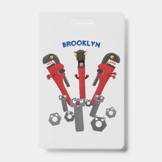 Funny wright Monster tools humor cartoon Badge (Voorzijde)