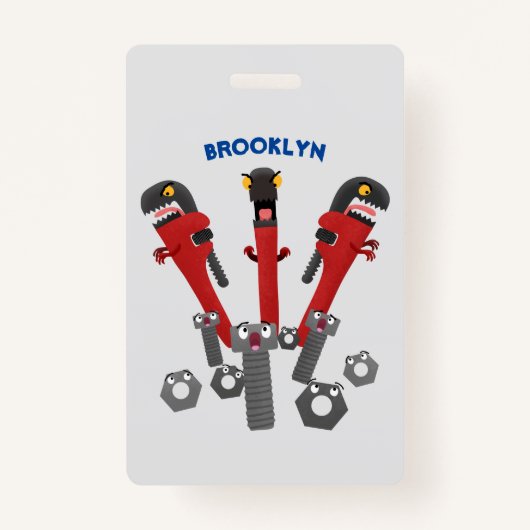 Funny wright Monster tools humor cartoon Badge (Voorkant)