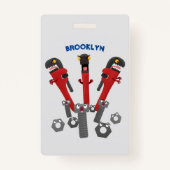 Funny wright Monster tools humor cartoon Badge (Achterkant)