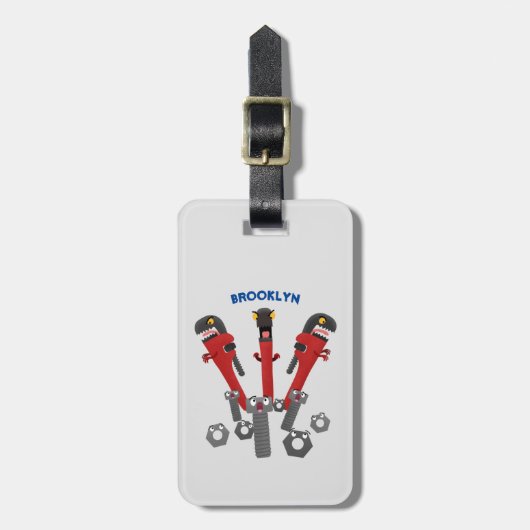 Funny wright Monster tools humor cartoon Bagagelabel (Voorkant verticaal)