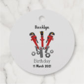 Funny wright Monster tools humor cartoon Bedankjes Labels (Achterkant)