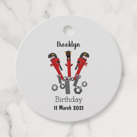 Funny wright Monster tools humor cartoon Bedankjes Labels (Voorkant)