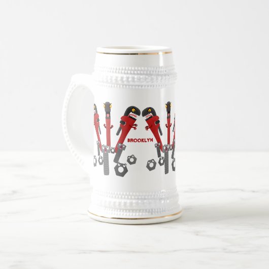 Funny wright Monster tools humor cartoon Bierpul (Voorkant links)