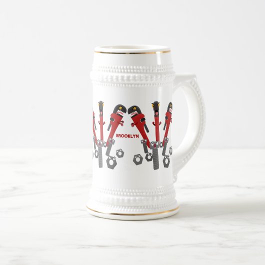 Funny wright Monster tools humor cartoon Bierpul (Voorkant rechts)