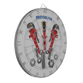 Funny wright Monster tools humor cartoon Dartbord (Voorkant Links)