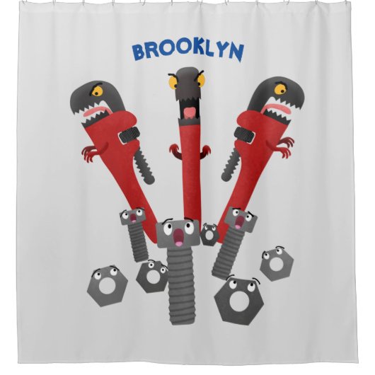Funny wright Monster tools humor cartoon Douchegordijn (Voorkant)