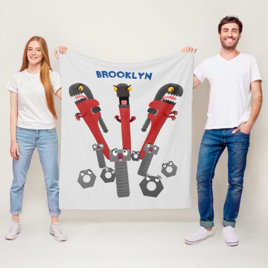 Funny wright Monster tools humor cartoon Fleece Deken (In situ)