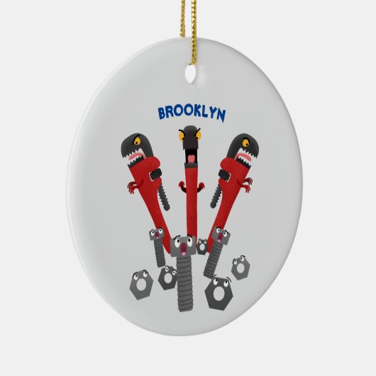Funny wright Monster tools humor cartoon Keramisch Ornament (Rechts)
