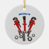 Funny wright Monster tools humor cartoon Keramisch Ornament (Voorkant)