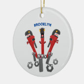 Funny wright Monster tools humor cartoon Keramisch Ornament (Links)