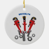 Funny wright Monster tools humor cartoon Keramisch Ornament (Achterkant)