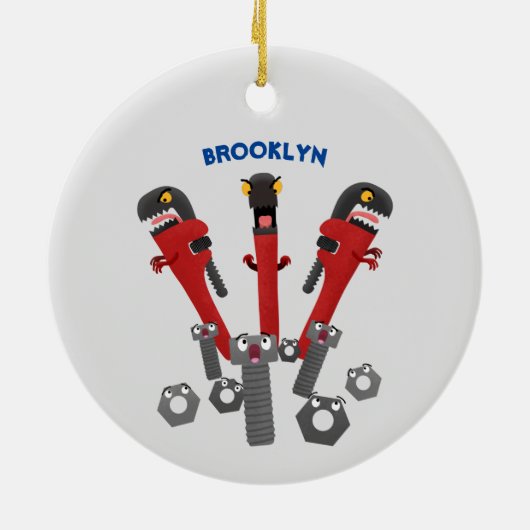 Funny wright Monster tools humor cartoon Keramisch Ornament (Achterkant)