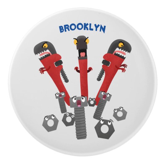 Funny wright Monster tools humor cartoon Keramische Knop (Voorkant)