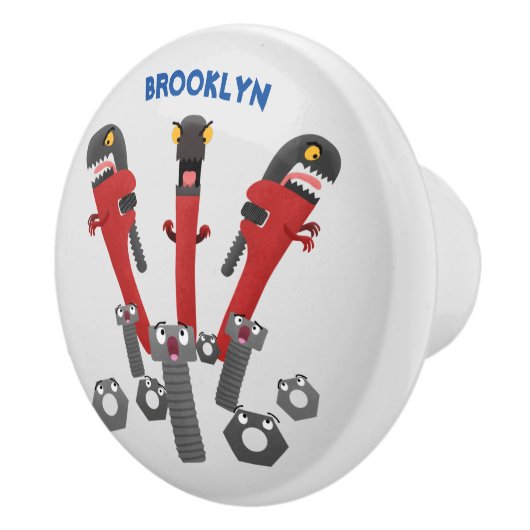 Funny wright Monster tools humor cartoon Keramische Knop (Rechts)