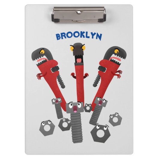 Funny wright Monster tools humor cartoon Klembord (Voorkant)