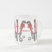 Funny wright Monster tools humor cartoon Matglas Koffiemok (Voorkant rechts)