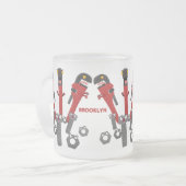 Funny wright Monster tools humor cartoon Matglas Koffiemok (Voorkant links)