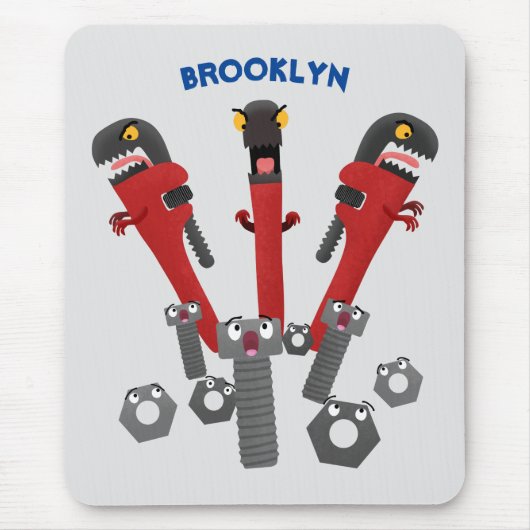 Funny wright Monster tools humor cartoon Muismat (Voorkant)