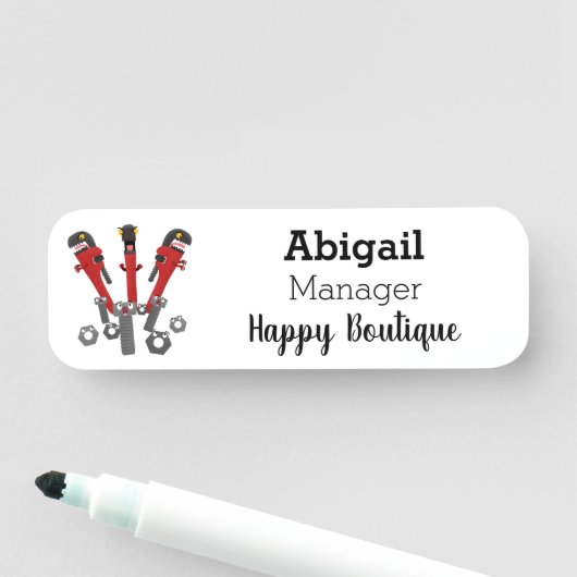 Funny wright Monster tools humor cartoon Naamplaatje (In situ)