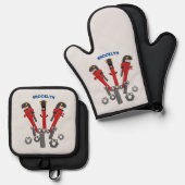 Funny wright Monster tools humor cartoon Ovenwant & Pannenlap Set (Voorkant / Achterkant)