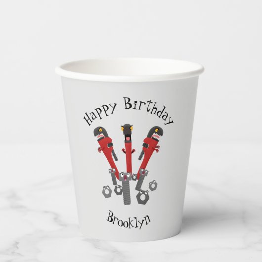 Funny wright Monster tools humor cartoon Papieren Bekers (Voorkant)