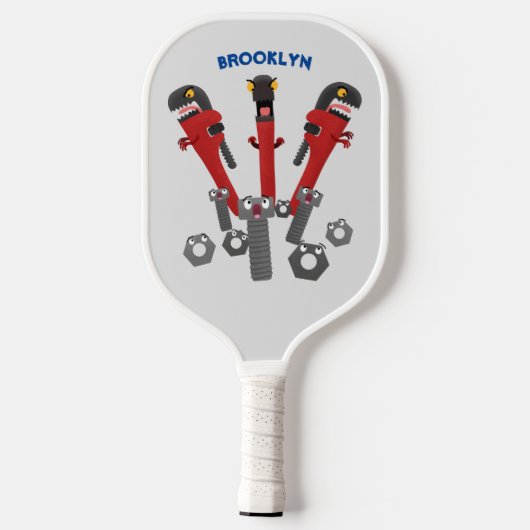 Funny wright Monster tools humor cartoon Pickleball Paddle (Achterkant)