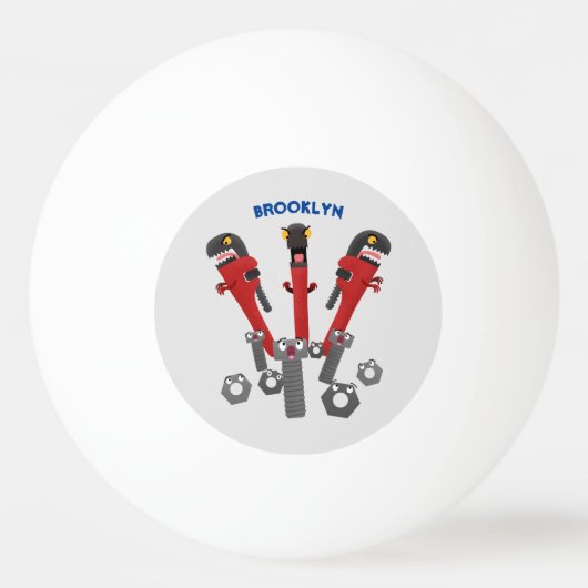 Funny wright Monster tools humor cartoon Pingpongbal (Voorkant)