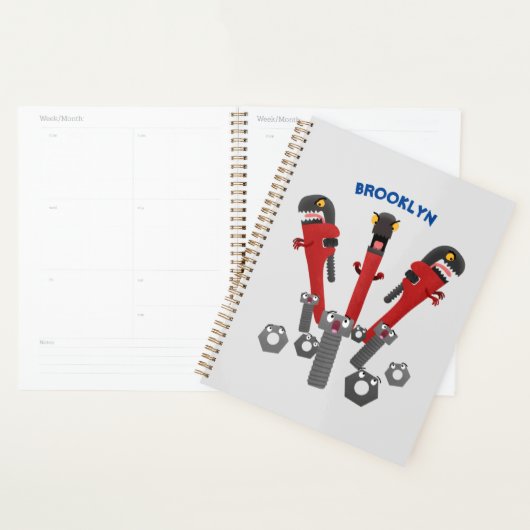 Funny wright Monster tools humor cartoon Planner (Display)