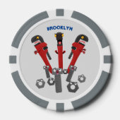 Funny wright Monster tools humor cartoon Poker Chips (Voorkant)