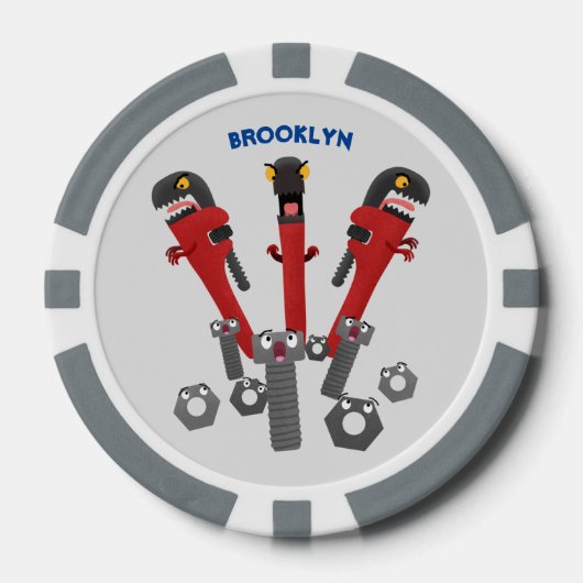 Funny wright Monster tools humor cartoon Poker Chips (Voorkant)
