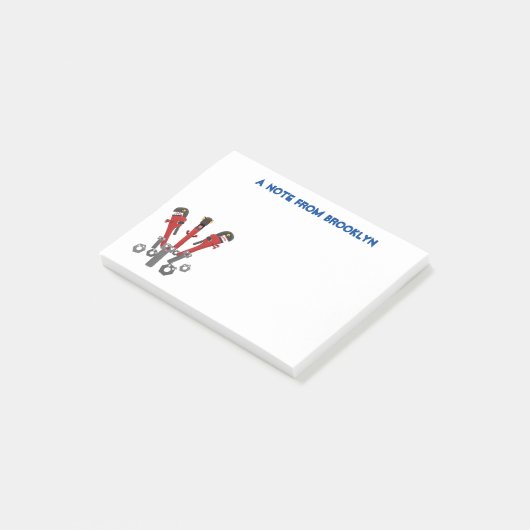 Funny wright Monster tools humor cartoon Post-it® Notes (Schuin)