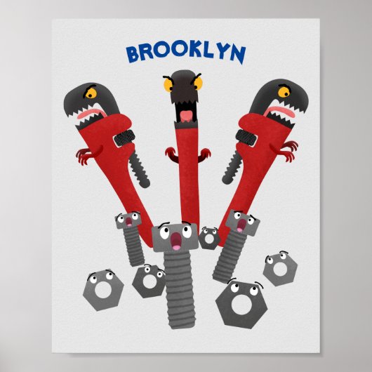 Funny wright Monster tools humor cartoon Poster (Voorkant)