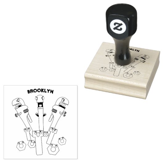 Funny wright Monster tools humor cartoon Rubberstempel (Gestempeld)