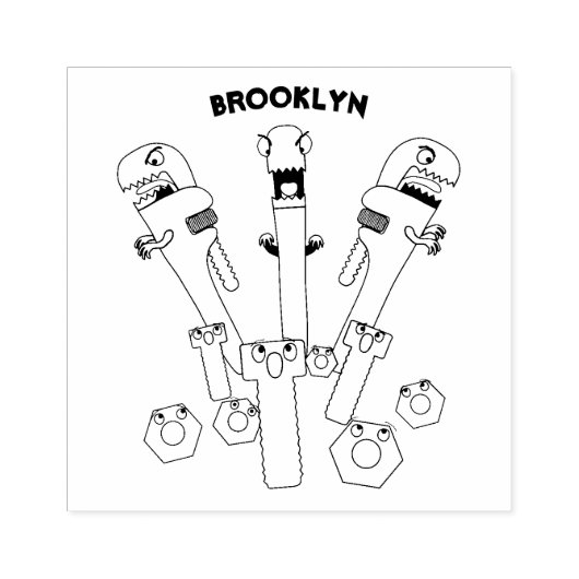 Funny wright Monster tools humor cartoon Rubberstempel (Afrduk)