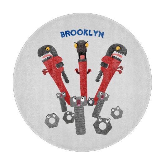 Funny wright Monster tools humor cartoon Snijplank (Voorkant)