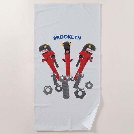 Funny wright Monster tools humor cartoon Strandlaken (Voorkant)