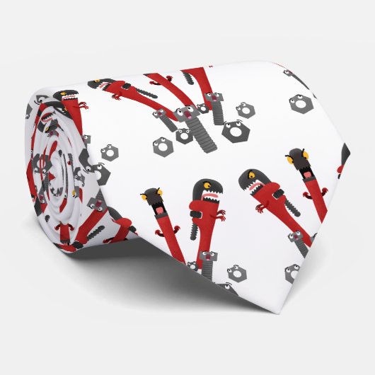 Funny wright Monster tools humor cartoon Stropdas (Opgerold)