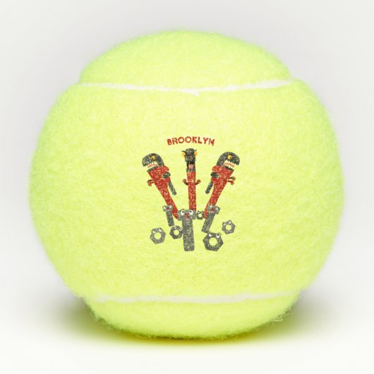 Funny wright Monster tools humor cartoon Tennisballen (Voorkant)
