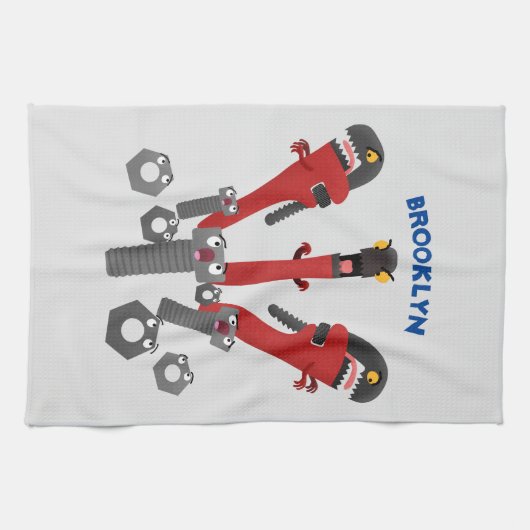 Funny wright Monster tools humor cartoon Theedoek (Horizontaal)