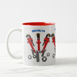 Funny wright Monster tools humor cartoon Tweekleurige Koffiemok