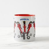 Funny wright Monster tools humor cartoon Tweekleurige Koffiemok (Center)